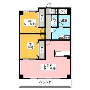 2LDKの間取り画像