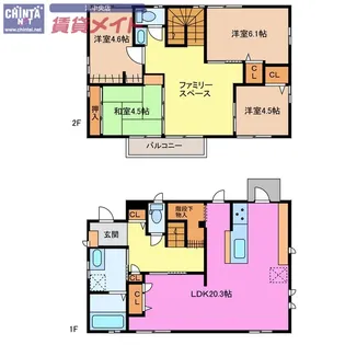三重県津市上浜町4【一戸建】の間取り