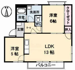 フレグランス中山東 B棟【2階】の間取り