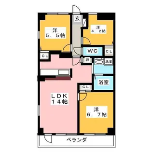 リバーシティ七番館【5階】の間取り