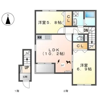 愛知県名古屋市守山区竜泉寺1【アパート】の間取り