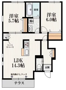 メゾン ボヌール B棟【1階】の間取り
