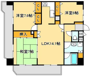 ライオンズプラザ長町中央【5階】の間取り
