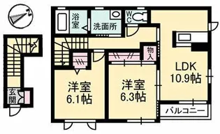 プロヌーブ西本浦 A棟【2階】の間取り