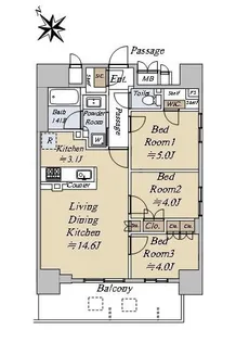ファインレジデンス福島海老江【13階】の間取り