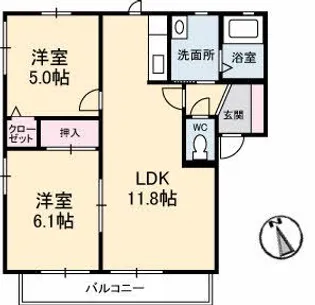 サントーク綾羅木【2階】の間取り