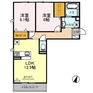 リート623 W【3階】の間取り