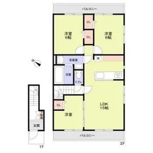 フォレストヴィラ所沢中富【2階】の間取り