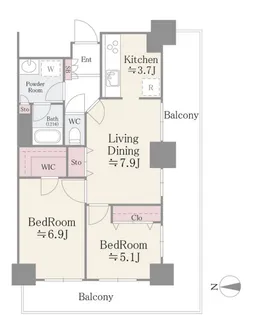 イーストコア曳舟一番館【9階】の間取り