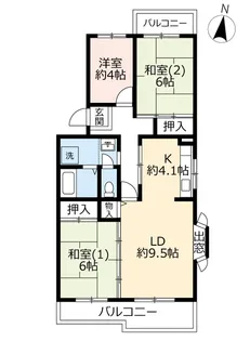 UR鹿の子台北ハイツ【2階】の間取り