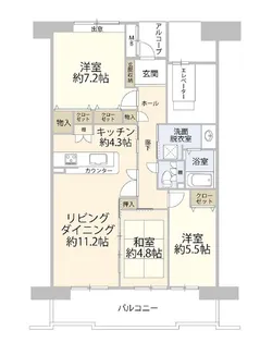 プラザ学園前2号棟【5階】の間取り