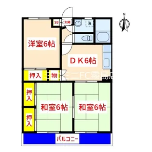 恒吉マンション B棟【3階】の間取り