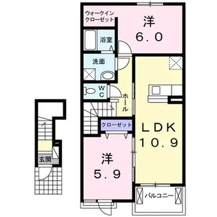 プラム シュシュB【2階】の間取り
