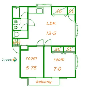 ハイツシャローム【2階】の間取り