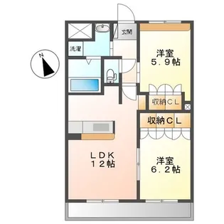 コーポサカシタC棟【2階】の間取り