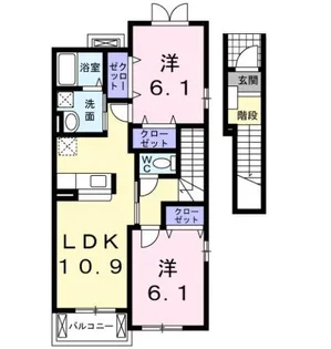 カーサ はぴねすB【2階】の間取り