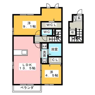 ぽるトゥ・かれん【2階】の間取り