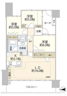 ガーデンティアラ武蔵小杉【12階】の間取り