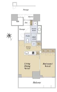 ジオタワー大阪十三【11階】の間取り