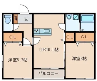 イーストコート【1階】の間取り