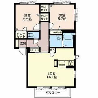 グリーンハウスLatte B【2階】の間取り