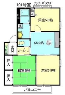 プリヴィレッジ・パークB棟【1階】の間取り