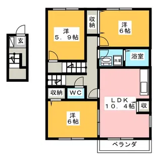 マニフィークK B【2階】の間取り