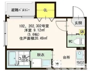 ハーモニーテラス梅島III【3階】の間取り