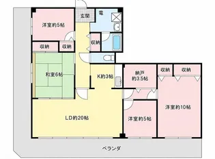 光善寺スカイハイツ【3階】の間取り