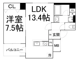 デセンテ北梅田【4階】の間取り