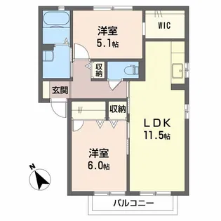 ハイツ向鶴 F棟【2階】の間取り