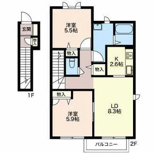 グレイスステージIII B【2階】の間取り