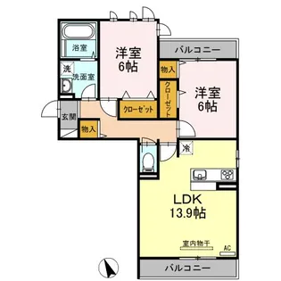 広島県福山市新涯町6【アパート】の間取り
