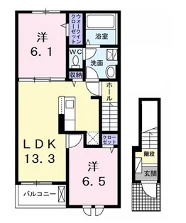ベルミラB【2階】の間取り