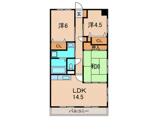 ボヌールソシア【5階】の間取り