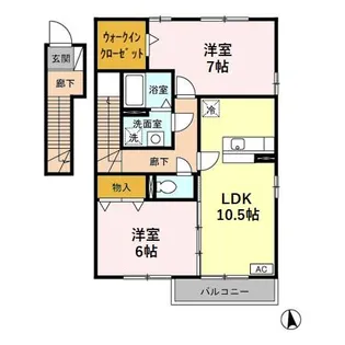 D-ROOM パレロワイヤルA 201【2階】の間取り