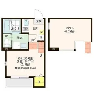 ハーモニーテラス中田【1階】の間取り