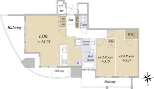 一条タワー金山【11階】の間取り