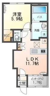 グランディス KUU I【1階】の間取り