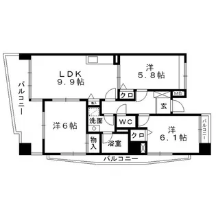 中央ハイツ海老塚【14階】の間取り