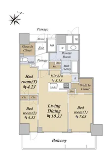 ジオタワー大阪十三【16階】の間取り