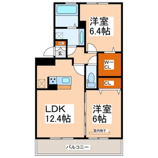 ヴィラージュ月出【1階】の間取り
