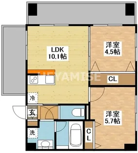 modern palazzo浦上駅前【5階】の間取り