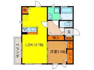 レトワール曽根【1階】の間取り