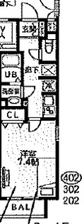 市谷薬王寺町YKマンション【4階】の間取り