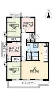 UR高の原駅西第2【4階】の間取り