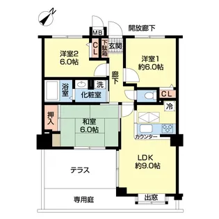 ダイアパレス上山【1階】の間取り