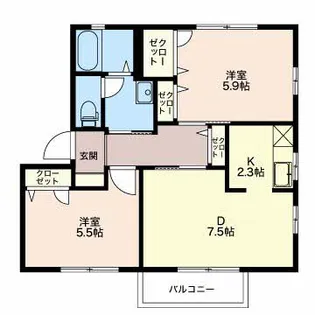 新潟県長岡市古正寺2【アパート】の間取り
