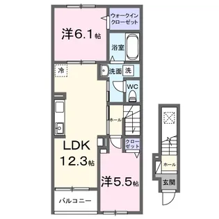滋賀県東近江市東沖野2【アパート】の間取り