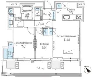 東京都港区赤坂9【マンション】の間取り